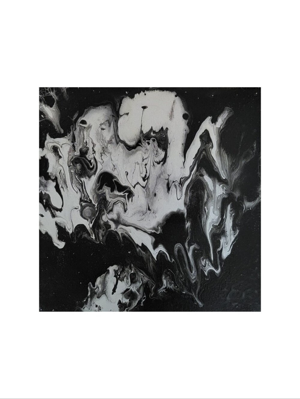 Hand Crafted Abstract Black and Gray 12x12 Inches Wall Art Canvas Painting - Picture 3 of 6